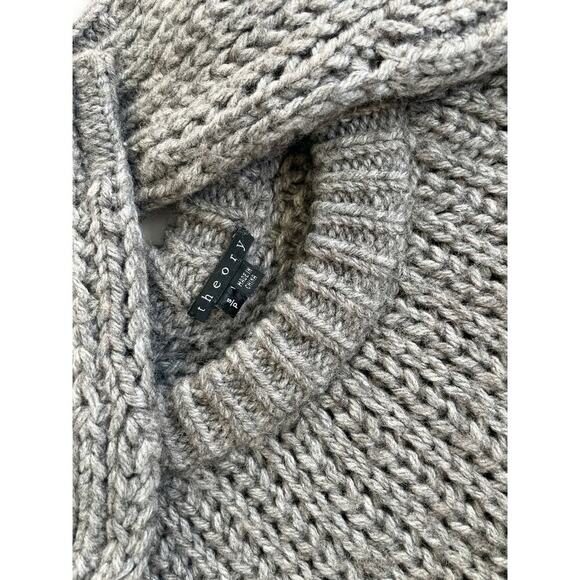 THEORY SWEATER ALPACA BLEND CHUNKY FISHERMAN RIB SPECKLED SZ S GRAY ICONIC - Picture 10 of 16
